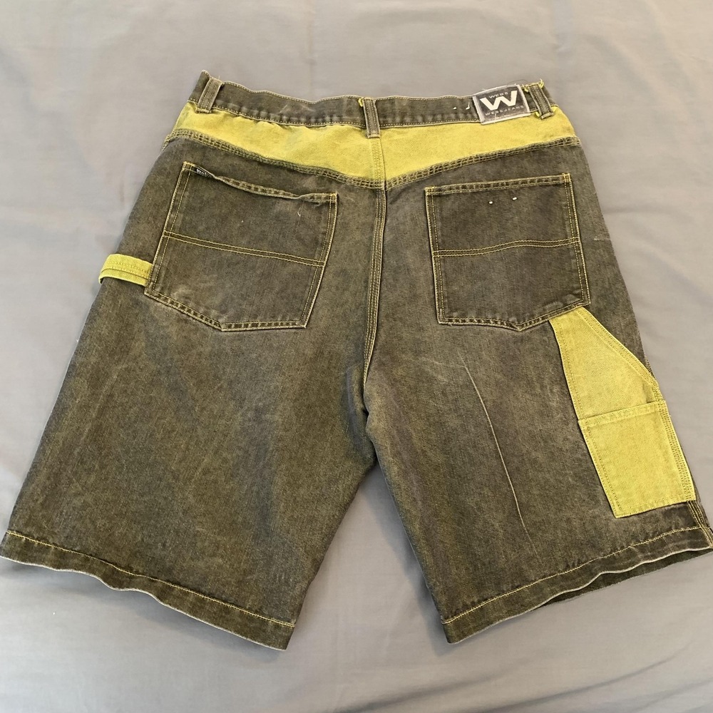 Webs Baggy Carpenter Cargo Shorts Mens 38 Gray Denim Utility Pockets Contrast - Picture 8 of 10